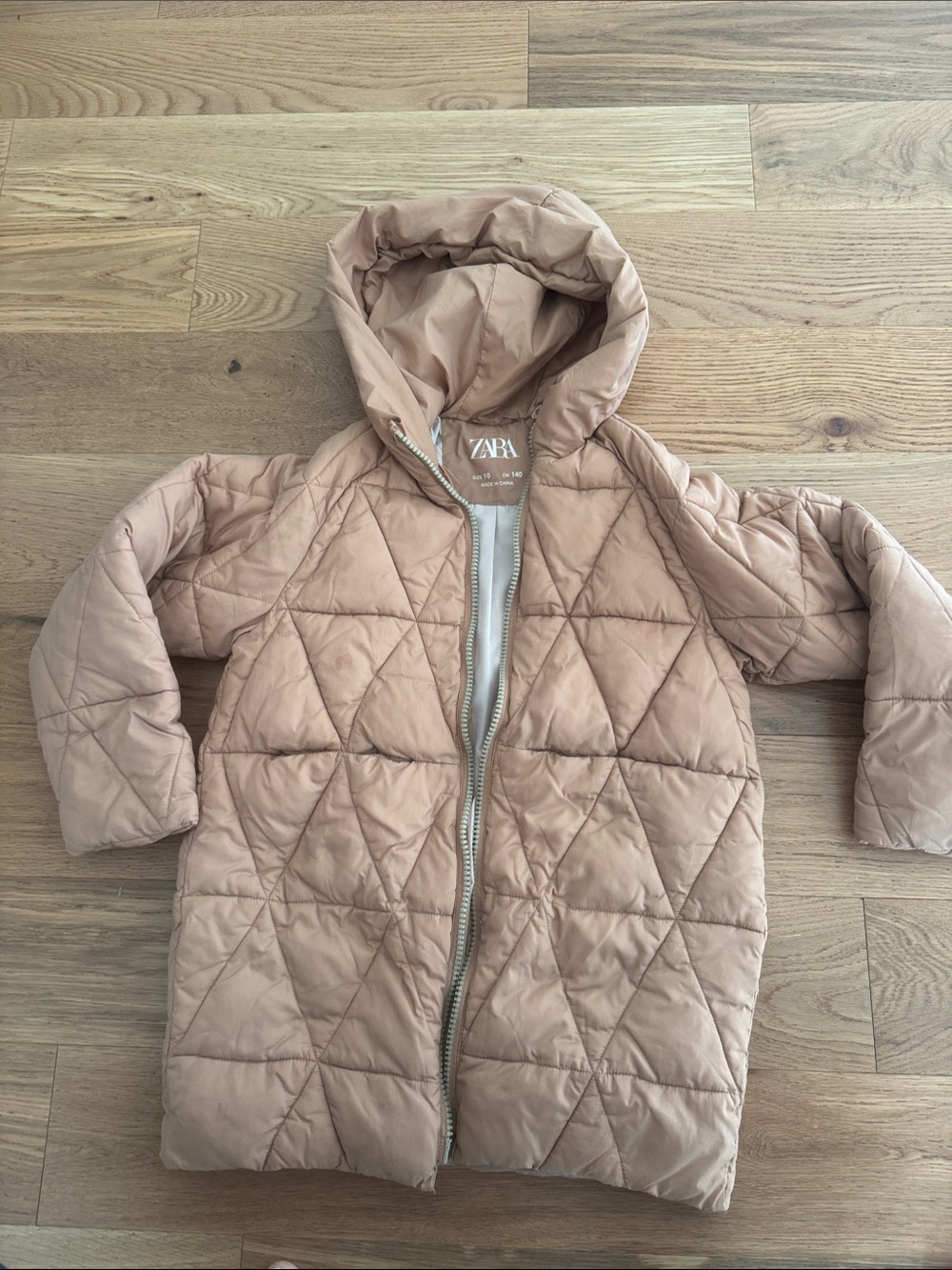 Zara Quilted Hooded Jacket in Blush